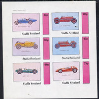 Staffa 1982 Early Racing Cars (Rolland-Pilain, Maserati, Mercedes etc) imperf,set of 4 values (15p to 75p) unmounted mint