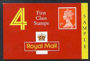 Great Britain 1990 Booklet cover proof 4x 1st class (no stamps) with SAMPLE printed in side panel