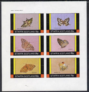 Staffa 1982 Butterflies (Swallowtail, Monarch, Orange Tip, etc) imperf set of 6 values (15p to 75p) unmounted mint