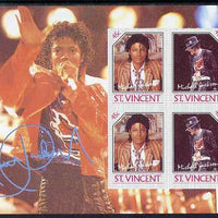 St Vincent 1985 Michael Jackson m/sheet containg 4 x 45c values imperf from limited printing unmounted mint as SG MS 948a