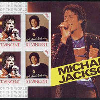 St Vincent 1985 Michael Jackson m/sheet containg 4 x 90c values imperf from limited printing unmounted mint as SG MS 948b