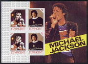 St Vincent 1985 Michael Jackson m/sheet containg 4 x 90c values imperf from limited printing unmounted mint as SG MS 948b