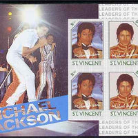 St Vincent 1985 Michael Jackson m/sheet containg 4 x $1.50 values imperf from limited printing unmounted mint as SG MS 948c