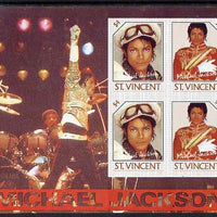 St Vincent 1985 Michael Jackson m/sheet containg 4 x $4.00 values imperf from limited printing unmounted mint as SG MS 948d
