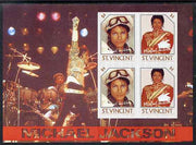 St Vincent 1985 Michael Jackson m/sheet containg 4 x $4.00 values imperf from limited printing unmounted mint as SG MS 948d