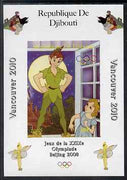 Djibouti 2008 Beijing & Vancouver Olympics - Disney - Peter Pan imperf deluxe sheet #1 unmounted mint. Note this item is privately produced and is offered purely on its thematic appeal