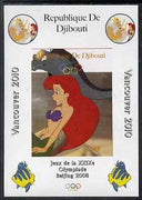 Djibouti 2008 Beijing & Vancouver Olympics - Disney - The Little Mermaid imperf deluxe sheet #1 unmounted mint. Note this item is privately produced and is offered purely on its thematic appeal