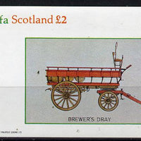 Staffa 1982 Horse Drawn Wagons (Brewers Dray) imperf deluxe sheet (£2 value) unmounted mint