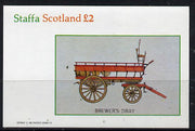 Staffa 1982 Horse Drawn Wagons (Brewers Dray) imperf deluxe sheet (£2 value) unmounted mint