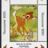 Djibouti 2008 Beijing & Vancouver Olympics - Disney - Bambi perf deluxe sheet #1 unmounted mint. Note this item is privately produced and is offered purely on its thematic appeal