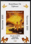 Djibouti 2008 Beijing & Vancouver Olympics - Disney - Bambi imperf deluxe sheet #3 unmounted mint. Note this item is privately produced and is offered purely on its thematic appeal