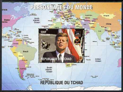 Chad 2009 World Personalities - John F Kennedy perf s/sheet unmounted mint. Note this item is privately produced and is offered purely on its thematic appeal.