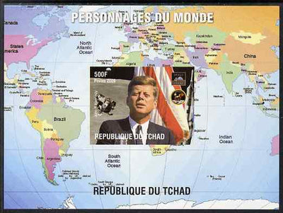 Chad 2009 World Personalities - John F Kennedy imperf s/sheet unmounted mint. Note this item is privately produced and is offered purely on its thematic appeal.