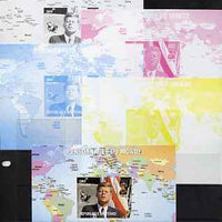 Chad 2009 World Personalities - John F Kennedy s/sheet - the set of 5 imperf progressive proofs comprising the 4 individual colours plus all 4-colour composites, unmounted mint.