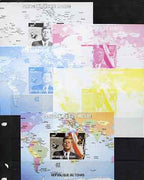 Chad 2009 World Personalities - John F Kennedy s/sheet - the set of 5 imperf progressive proofs comprising the 4 individual colours plus all 4-colour composites, unmounted mint.