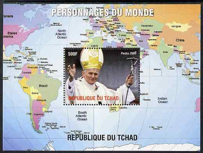 Chad 2009 World Personalities - The Pope perf s/sheet unmounted mint. Note this item is privately produced and is offered purely on its thematic appeal.