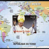 Chad 2009 World Personalities - The Pope imperf s/sheet unmounted mint. Note this item is privately produced and is offered purely on its thematic appeal.