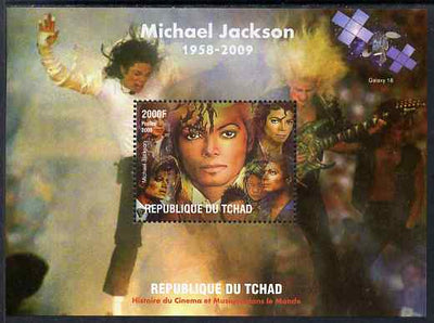 Chad 2009 Michael Jackson #1 perf s/sheet unmounted mint. Note this item is privately produced and is offered purely on its thematic appeal.