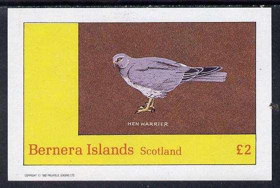 Bernera 1982 Birds #12 (Hen Harrier) imperf deluxe sheet (£2 value) unmounted mint