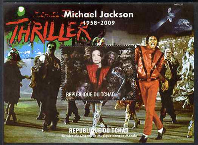 Chad 2009 Michael Jackson #4 - Thriller perf s/sheet unmounted mint. Note this item is privately produced and is offered purely on its thematic appeal.