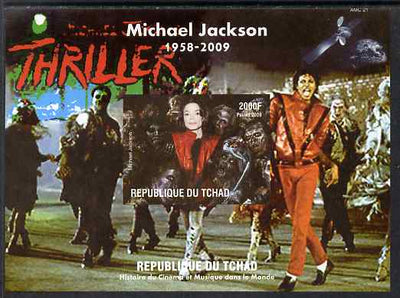 Chad 2009 Michael Jackson #4 - Thriller imperf s/sheet unmounted mint. Note this item is privately produced and is offered purely on its thematic appeal.