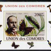 Comoro Islands 2008 Entomologists & Butterflies #1 Nathan Banks individual imperf deluxe sheet unmounted mint. Note this item is privately produced and is offered purely on its thematic appeal, it has no postal validity