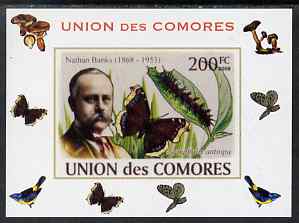 Comoro Islands 2008 Entomologists & Butterflies #1 Nathan Banks individual imperf deluxe sheet unmounted mint. Note this item is privately produced and is offered purely on its thematic appeal, it has no postal validity