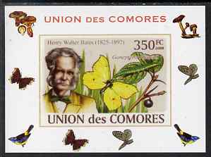 Comoro Islands 2008 Entomologists & Butterflies #2 Henry Walter Bates individual imperf deluxe sheet unmounted mint. Note this item is privately produced and is offered purely on its thematic appeal, it has no postal validity