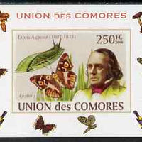 Comoro Islands 2008 Entomologists & Butterflies #3 Louis Agassiz individual imperf deluxe sheet unmounted mint. Note this item is privately produced and is offered purely on its thematic appeal, it has no postal validity