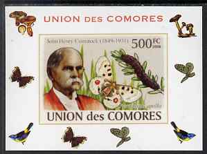 Comoro Islands 2008 Entomologists & Butterflies #4 John Henry Comstock individual imperf deluxe sheet unmounted mint. Note this item is privately produced and is offered purely on its thematic appeal, it has no postal validity