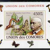 Comoro Islands 2008 Entomologists & Butterflies #6 Per Olaf Christopher Aurivillius individual imperf deluxe sheet unmounted mint. Note this item is privately produced and is offered purely on its thematic appeal, it has no postal validity