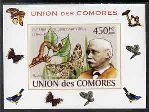 Comoro Islands 2008 Entomologists & Butterflies #6 Per Olaf Christopher Aurivillius individual imperf deluxe sheet unmounted mint. Note this item is privately produced and is offered purely on its thematic appeal, it has no postal validity