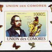 Comoro Islands 2008 Ornithologists & Birds #6 John Gould 1,000f individual imperf deluxe sheet unmounted mint. Note this item is privately produced and is offered purely on its thematic appeal, it has no postal validity