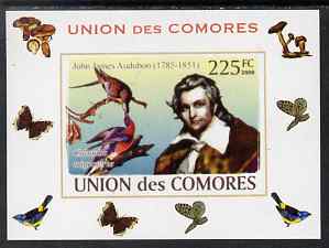 Comoro Islands 2008 Ornithologists & Birds #3 John James Audubon 225f individual imperf deluxe sheet unmounted mint. Note this item is privately produced and is offered purely on its thematic appeal, it has no postal validity