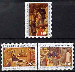 Central African Republic 1986 Christmas - Nativity paintings perf set of 3 unmounted mint SG 1233-5