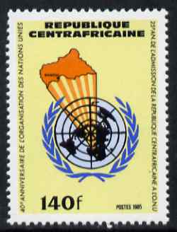 Central African Republic 1985 40th Anniversary of United nations 140f unmounted mint SG 1159