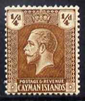 Cayman Islands 1921 KG5 1/4d yellow-brown Script CA unmounted mint, SG 69