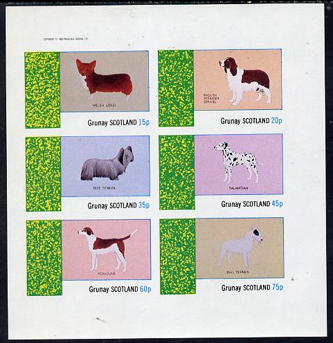 Grunay 1982 Dogs (Corgi, Dalmation, Bull Terrier etc) imperf set of 6 values (15p to 75p) unmounted mint