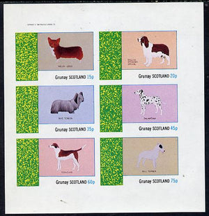 Grunay 1982 Dogs (Corgi, Dalmation, Bull Terrier etc) imperf set of 6 values (15p to 75p) unmounted mint