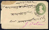 Indian States - Bundi 1916 1/2a postal stationery cover with contents bearing additional 1/2a Bundi adhesive on reverse