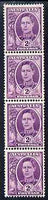 Australia 1948-56 2d bright purple coil strip of 4 showing coil join, top stamp mounted, SG 230aa
