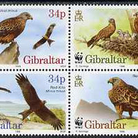 Gibraltar 1996 WWF - The Red Kite perf set of 4 in se-tenant block unmounted mint, SG 784-7