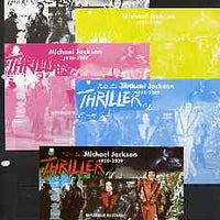 Chad 2009 Michael Jackson #4 - Thriller m/sheet the set of 5 imperf progressive proofs comprising the 4 individual colours plus all 4-colour composite, unmounted mint.