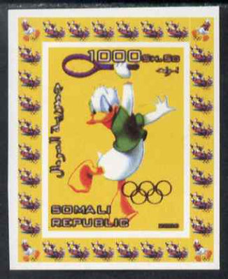 Somalia 2006 Beijing Olympics (China 2008) #11 - Donald Duck Sports - Tennis imperf individual deluxe sheet unmounted mint. Note this item is privately produced and is offered purely on its thematic appeal