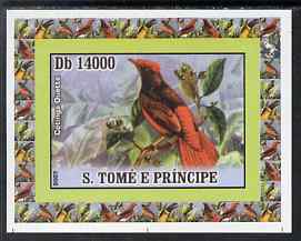St Thomas & Prince Islands 2007 Birds #2 - Cotinga imperf individual deluxe sheet unmounted mint. Note this item is privately produced and is offered purely on its thematic appeal