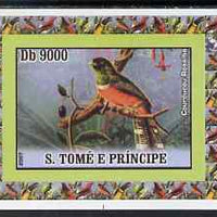 St Thomas & Prince Islands 2007 Birds #3 - Trogon imperf individual deluxe sheet unmounted mint. Note this item is privately produced and is offered purely on its thematic appeal