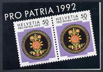 Switzerland 1992 Pro Patria 7f80 booklet complete and very fine, SG PSB3