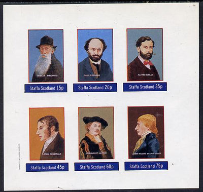 Staffa 1982 Artists (Pissarro, Constable, Turner, etc) imperf set of 6 values (15p to 75p) unmounted mint