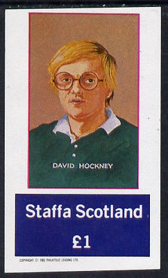 Staffa 1982 Artists (David Hockney) imperf souvenir sheet (£1 value) unmounted mint