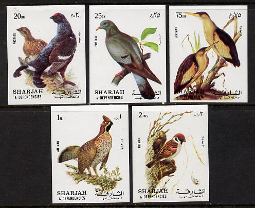 Sharjah 1972 Birds #1 imperf set of 5 unmounted mint, Mi 1036-40B